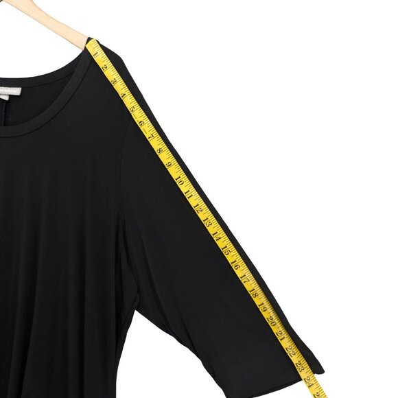 Woman Within Swing Dress Solid Black Long Sleeve Sharkbite Hem Pullover Sz 2X - Picture 7 of 7